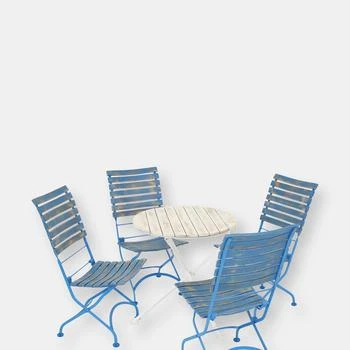 Sunnydaze Decor | 5-Piece Patio Bistro Furniture Set Wooden Folding Outdoor Table Blue Chairs,商家Verishop,价格¥5577