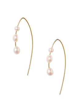 商品Chan Luu | 18K Gold-Plate & Freshwater Pearl Thread-Through Wire Earrings,商家Saks Fifth Avenue,价格¥680图片