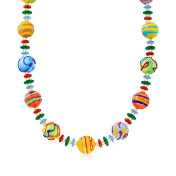 Ross-Simons | Ross-Simons Italian Multicolored Murano Glass Bead Necklace in 18kt Gold Over Sterling 6.1折起, 独家减免邮费