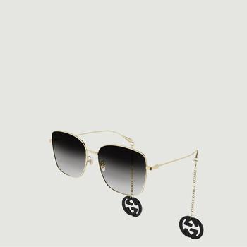 推荐Square sunglasses with logo charms Gold grey Gucci商品