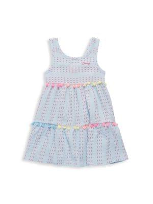 Juicy Couture | Little Girl's Striped Pom-Pom Logo Dress商品图片,2.7折