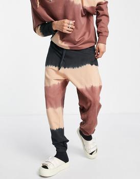 ASOS | ASOS DESIGN co-ord oversized joggers in brown with tie dye details商品图片,6折