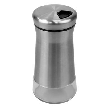 商品Home Basics Essence 4.2 oz. Salt or Pepper Shaker with Clear Glass Bottom, Silver图片