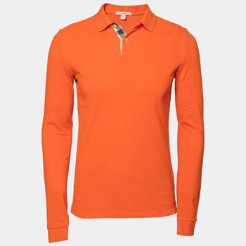 推荐Burberry Brit Orange Cotton Pique Long Sleeve Polo T-Shirt S商品