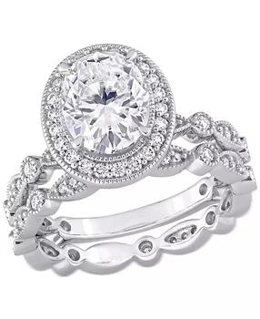 Macy's | Moissanite Halo Bridal Set (2-1/2 ct. t.w.) in 10k White Gold,商家Macy's,价格¥10950