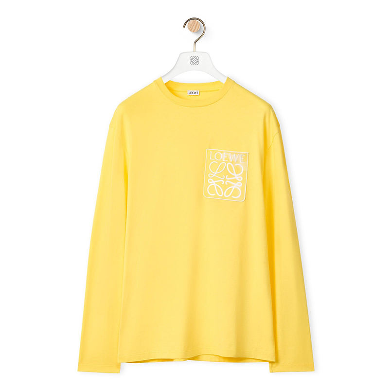 罗意威t恤价格, Loewe | LOEWE/罗意威 22年秋冬新款 男士黄色纯棉Logo Anagram假口袋长袖T恤商品图片 额外9.5折, 包邮包税, 额外九五折