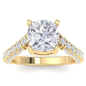 SSELECTS | 5 Carat Cushion Cut Lab Grown Diamond Curved Engagement Ring In 14k Yellow Gold (g-h, Vs2),商家Premium Outlets,价格¥35187