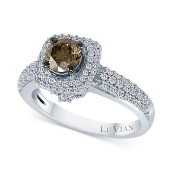 商品Le Vian | Chocolate Diamond (5/8 ct. t.w.) & Vanilla Diamond (5/8 ct. t.w.) Halo Ring in 18k White Gold,商家Macy's,价格¥53633图片