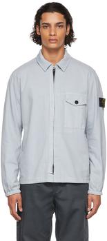 Stone Island | Grey Cotton Textured Brushed Recycled Overshirt Jacket商品图片,独家减免邮费