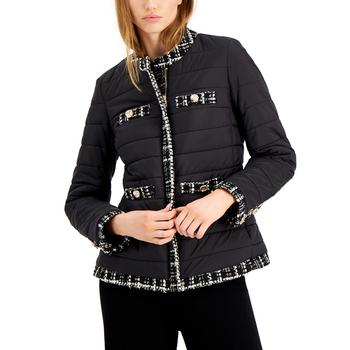 推荐Quilted Tweed-Trim Puffer Jacket商品