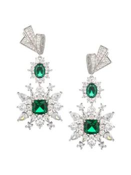 Eye Candy LA | The Luxe Collection Sibelle Green Cubic Zirconia Statement Drop Earrings商品图片,5折