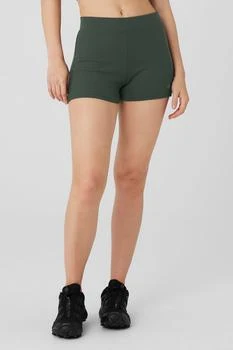 Alo | Goddess Ribbed High-Waist Hot Short - Dark Cactus,商家Alo yoga,价格¥285