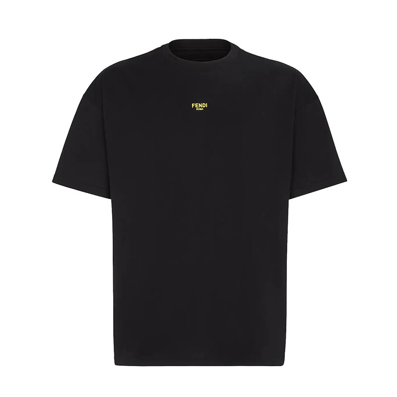 Fendi | 【预售3-7天】FENDI/芬迪 22年早春新款 男士黑色纯棉黄色微型Logo刺绣短袖T恤FY3936AILBF0QA1商品图片,包邮包税