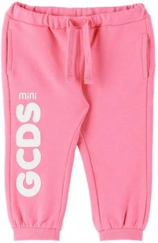 GCDS | Baby Pink Bonded Logo Lounge Pants,商家SSENSE CA,价格¥191