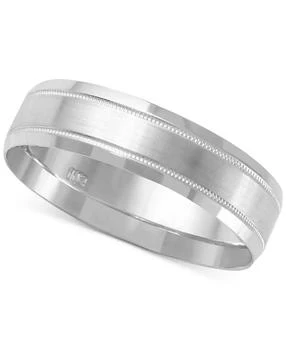 Macy's | Men's Textured & Smooth Finish Band in 14k White Gold,商家Macy's,价格¥6118