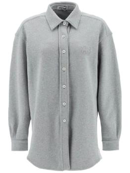Miu Miu | MIU MIU 女士灰色棉质长袖衬衫 MJL865-102J-F0031商品图片,满$100享9.5折, 满折
