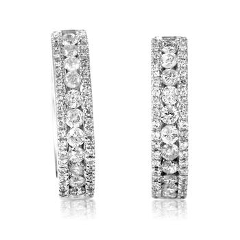 商品Women s 14K White Gold Diamond Hoop Earrings图片