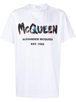 推荐Alexander McQueen `Watercolor Graffiti` T-Shirt商品