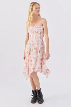 Urban Outfitters | UO Floral Lace-Up Midi Dress商品图片,5折, 1件9.5折, 一件九五折