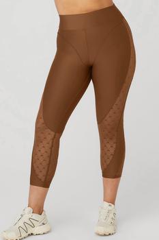 salamon瑜伽, Alo | Airlift Mesh High-Waist Celeste Capri - Cinnamon Brown商品图片 