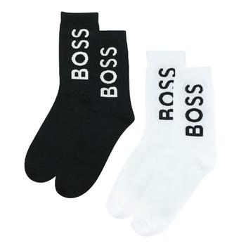 Hugo Boss | White & Black 2PK Logo Socks商品图片,额外7.5折, 额外七五折