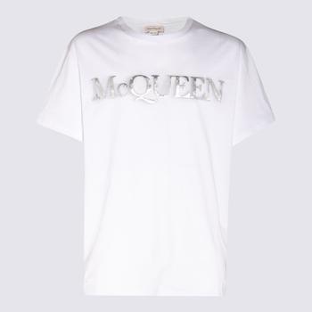 Alexander McQueen | ALEXANDER MCQUEEN WHITE COTTON LOGO T-SHIRT商品图片,7.4折