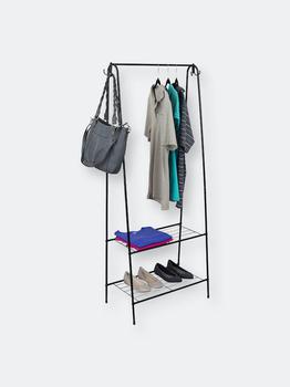 商品2 Shelf Free-Standing Garment Rack with Hooks, Black,商家Verishop,价格¥421图片