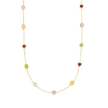 Ross-Simons | Ross-Simons Multi-Stone Station Necklace in 18kt Gold Over Sterling,商家Premium Outlets,价格¥1046