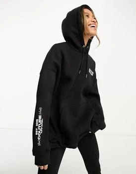 推荐The Couture Club co-ord oversized hoodie in black with chest badging and back print商品