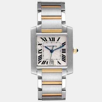 Cartier | Cartier Silver 18k Yellow Gold And Stainless Steel Tank Francaise W51005Q4 Automatic Men's Wristwatch 28 mm商品图片,6.7折