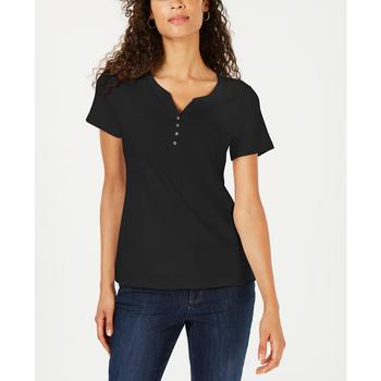 商品Karen Scott | Short Sleeve Henley Top, Created for Macy's,商家Macy's,价格¥81图片