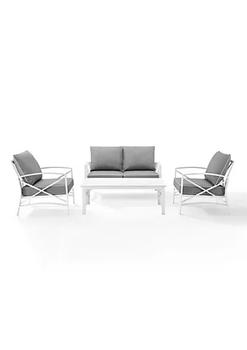 Crosley, Crosley Furniture | Crosley Furniture KO60009WH-GY Kaplan 4-Piece Outdoor Seating Set in White with Gray Cushions商品图片 