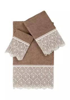 Linum Home Textiles | ARIAN 3PC Cream Lace Embellished Towel Set,商家Belk,价格¥514