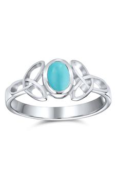 商品BLING JEWELRY | Rhodium Plated Sterling Silver Turquoise Celtic Trinity Knot Ring,商家Nordstrom Rack,价格¥189图片