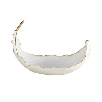 商品by Cosmopolitan White Resin Glam Decorative Bowl, 8 x 13 x 8图片