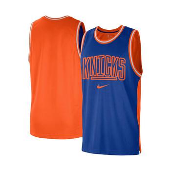NIKE | Men's Blue and Orange New York Knicks Courtside Versus Force Split DNA Performance Mesh Tank Top商品图片,7.9折