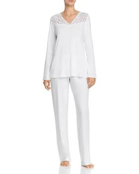 Hanro | Moments Lace-Trim Cotton Long Sleeve Pajama Set 8.5折