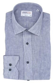 Lorenzo Uomo是什么牌子, Lorenzo Uomo | Striped Linen Trim Fit Dress Shirt商品图片 3.9折