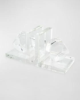 Clear Crystal  Bookend Pair