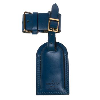 lv行李箱, [二手商品] Louis Vuitton | Louis Vuitton Blue Leather Luggage Name Tag & Strap Holder商品图片 6.6折
