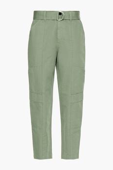 J Brand | Athena belted cotton and linen-blend tapered pants商品图片,3折