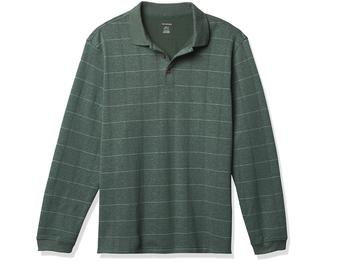 product Big and Tall Flex Long Sleeve Jaspe Windowpane Polo Shirt image
