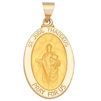 商品Macy's | Saint Jude Oval Medal Pendant in 14k Yellow Gold,商家Macy's,价格¥1825图片
