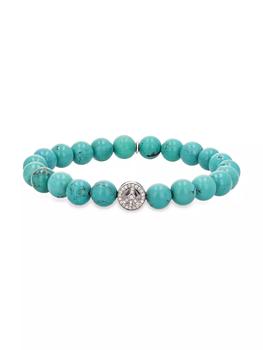 商品Sheryl Lowe | Sterling Silver, Turquoise & 0.1 TCW Diamond Beaded Stretch Bracelet,商家Saks Fifth Avenue,价格¥3776图片