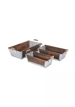 商品Cheung's | Home Indoor Decorative Wood and Metal Tapered Crates with Side Handles, Set of 3,商家Belk,价格¥459图片