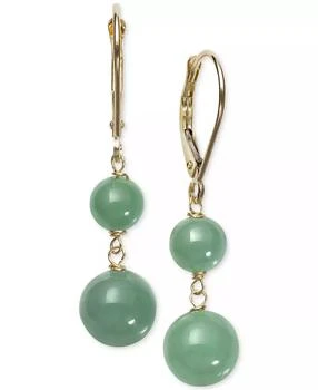 Macy's | Dyed Jade  (6 & 8mm) Beaded Drop Earrings in 14k Gold,商家Macy's,价格¥1029