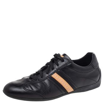 lv低帮鞋, [二手商品] Louis Vuitton | Louis Vuitton Black Leather Low Top Sneakers Size 42商品图片 4.5折