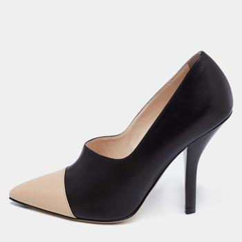 fendi鞋直邮, [二手商品] Fendi | Fendi Black/Beige Leather Pointed Toe Pumps Size 38商品图片 