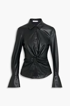 商品Louisa twist-front faux leather shirt图片