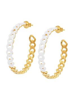 Gabi Rielle推荐, Gabi Rielle | 14K Goldplated Sterling Silver & French Enamel Chain Link Hoop Earrings商品图片 6折
